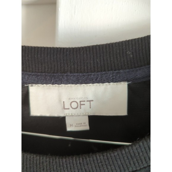 LOFT Women's M BLACK Textured Pullover Sweatshirt - Picture 3 of 8